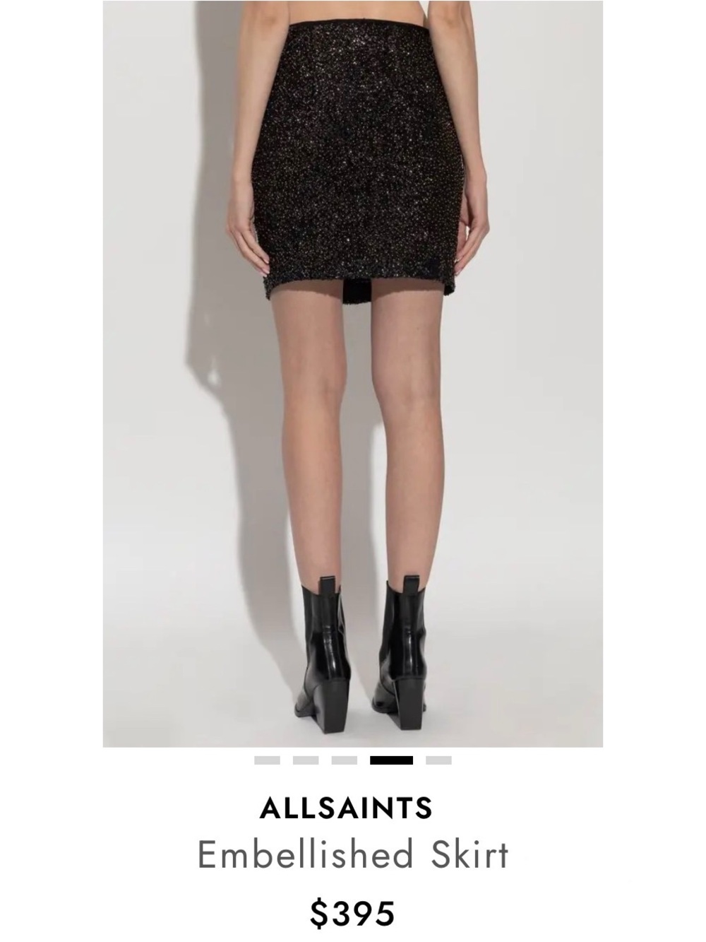 AllSaints Black Sparkle Embellished Mini Skirt